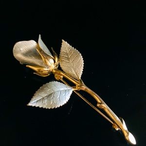 Vintage Two-Tone Rose Brooch